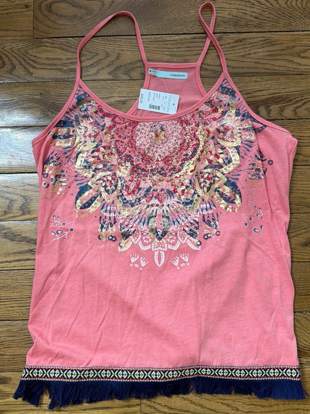 Maurices Coral Pink Embellished Spaghetti Strap Camisole